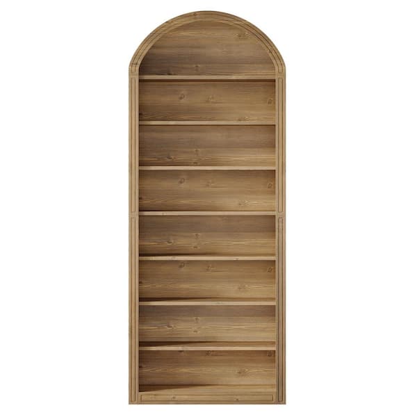 Eulas 78.74 in. Tall Brown Wood 8-Shelf Etagere Bookcase with Semi-Circular Top Design