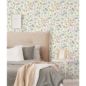 Multicolored Wildflowers Prepasted Paper Wallpaper Roll