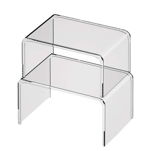 Set of 2 Clear Cabinet Shelf Organizers, Kitchen Pantry Storage and Organization, One Large and One Small