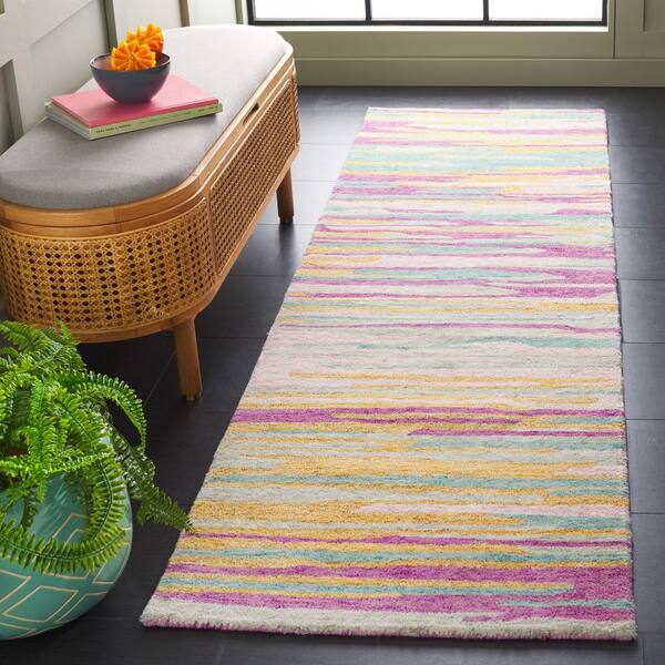 Bellagio 2 ft. x 8 ft. Yellow/Green Running Camo Runner Rug