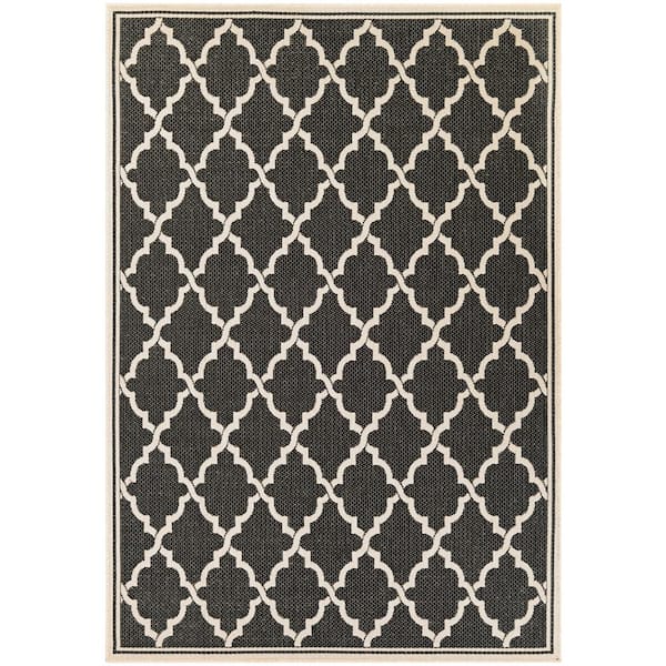 Couristan Monaco Ocean Port Black-Sand 5 ft. x 8 ft. Indoor/Outdoor Area Rug