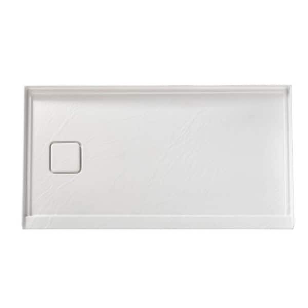 60 in. x 32 in. Rectangle White Acrylic Bathroom Alcove Shower Pan Base with Left Hand Drain