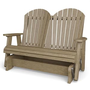 Heritage 2-Person Weathered Wood Plastic Outdoor Double Glider