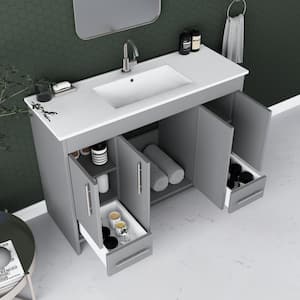 Pacific 48 in. W x 18 in. D Bath Vanity in Gray with Integrated Ceramic Vanity Top In White with White Basin