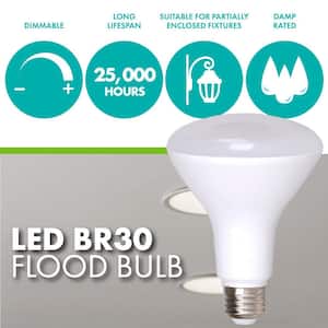 65-Watt Equivalent Soft White 2700K BR30 Dimmable LED Light Bulb (24-Pack)
