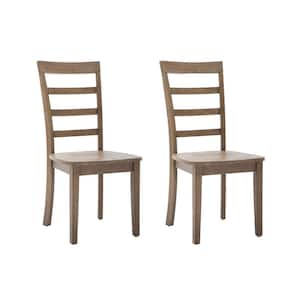 Boulder Barnwood Wire-Brush Wood Dining Chair (Set of 2)