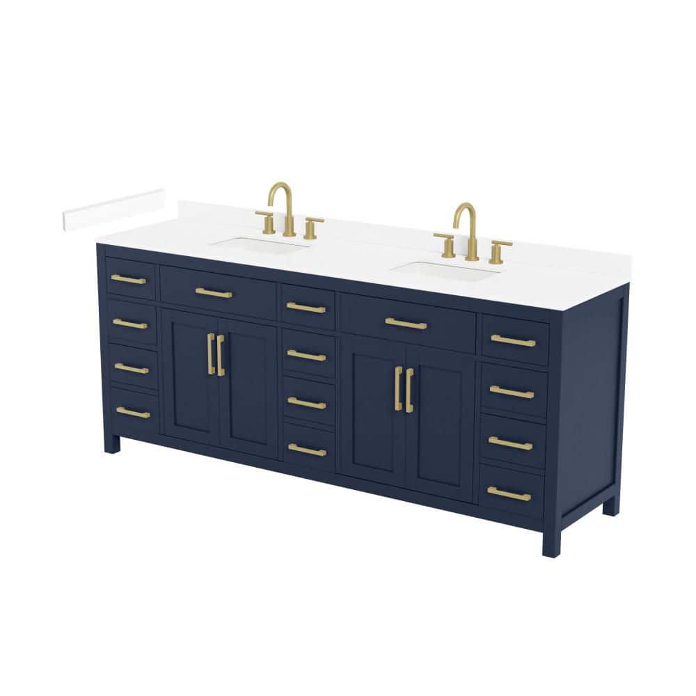 Beckett 84 in. Double Freestanding Dark Blue Bath Vanity with Top price history on PriceWatchPro