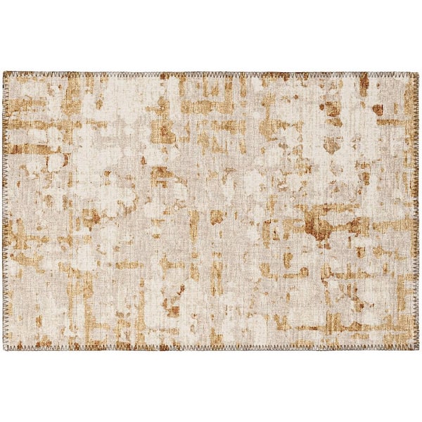Addison Rugs Bravado Beige 1 ft. 8 in. x 2 ft. 6 in. Geometric Indoor/Outdoor Washable Area Rug