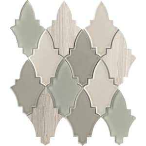 Fleur Pivione 11.18 in. x 11.89 in. Floral Polished Glass Mosaic Tile (0.923 sq. ft./Each)