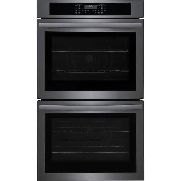 30 in. Double Electric Wall Oven with Convection 30-min Steam-Cleaning in Black Stainless Steel