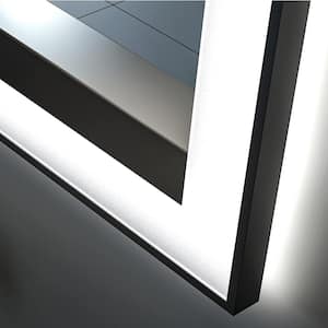 96 in. W x 36 in. H Rectangular Space Aluminum Framed Dual Lights Anti-Fog Wall Bathroom Vanity Mirror in Tempered Glass