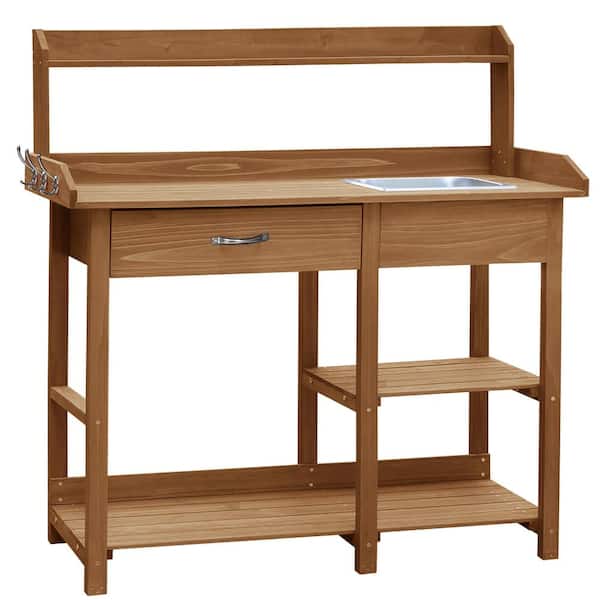 VEIKOUS 47.9 in. H x 42.1 in. W x 15.3 in. D Yellow Wooden