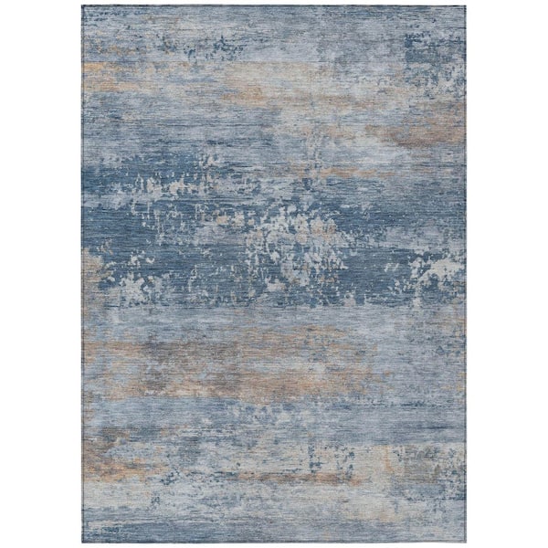 Chantille Machine Washable Indoor/Outdoor Abstract ACN2146 Denim 5 ft. x 7 ft. 6 in. Area Rug