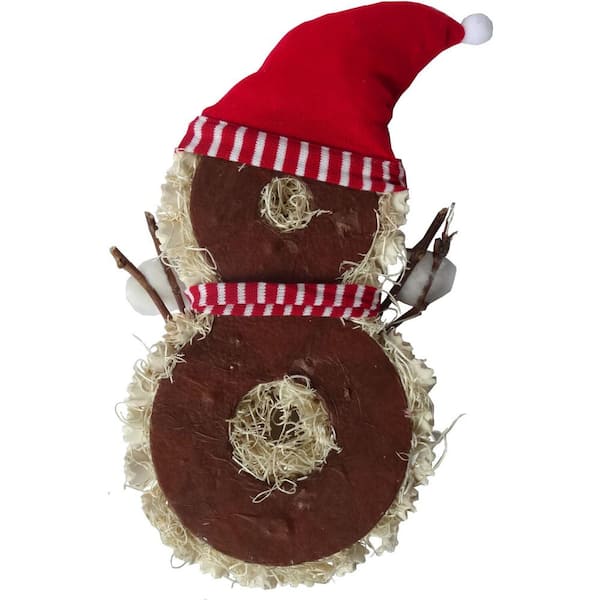 25 in. Artificial Christmas Snowman Wreath with Red Hat and Striped Scarf