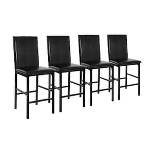 Jemez 25 in. Black Metal Counter Height Chair with Faux Leather Seat (Set of 4)