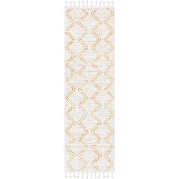 Well Woven Kennedy Reeve Modern Chevron Kids Yellow Ivory 2 ft. 3 in. x 7 ft. 3 in. Runner Area Rug