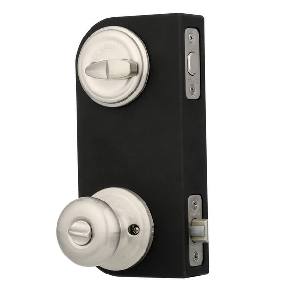 Kwikset Juno Satin Nickel Exterior Entry Door Knob and Single Kwikset Juno Satin Nickel Exterior Entry Door Knob and Single
