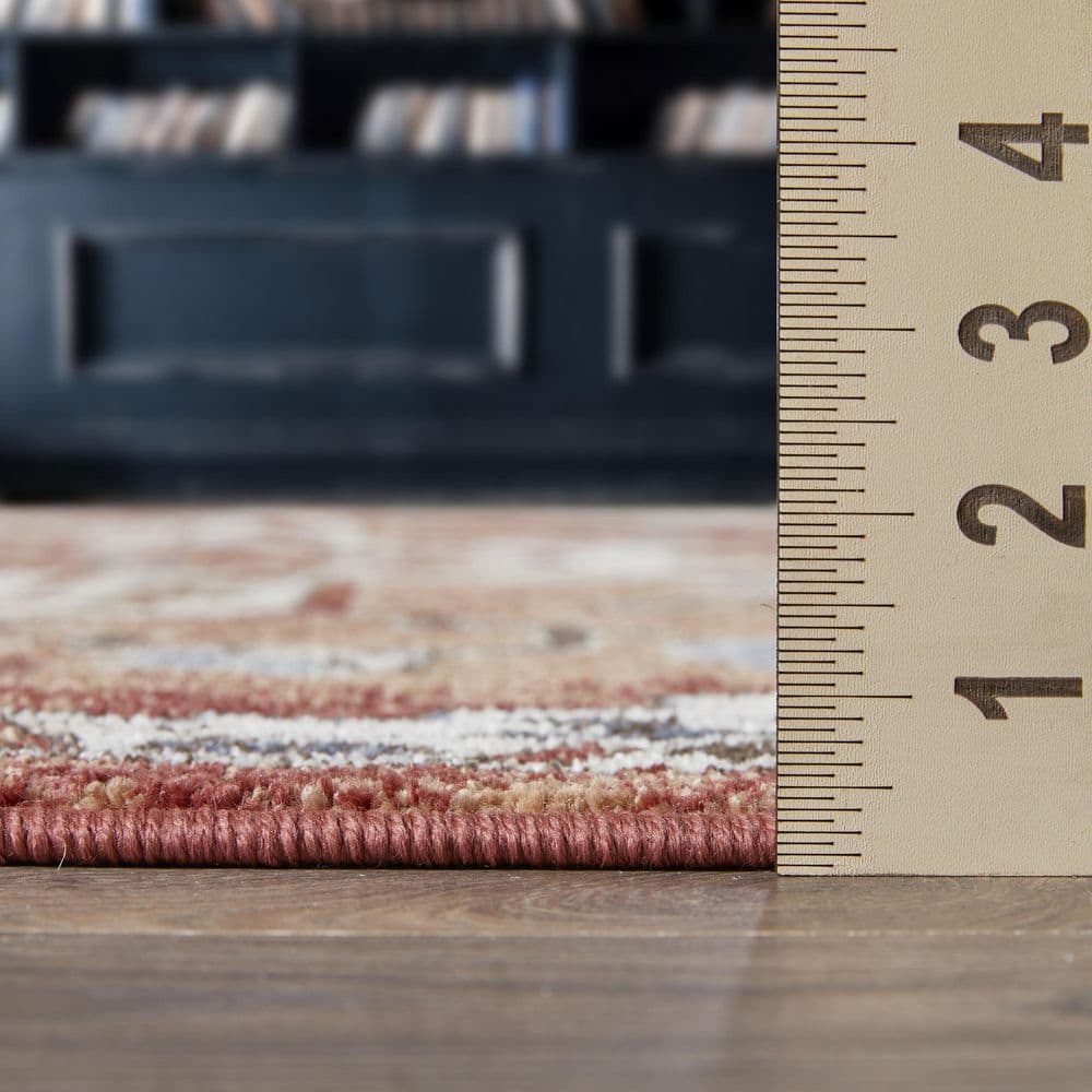 Oriental-Inspired Orange Watercolor 6' x 9' Synthetic Area Rug