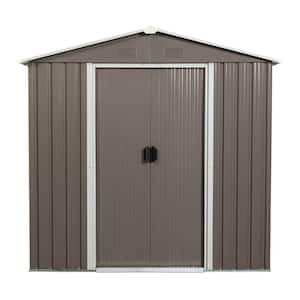 6 ft. x 5 ft. Outdoor Garden Metal Steel Waterproof Tool Shed Covers 30 sq. ft. with 2 Lockable Doors, Gray