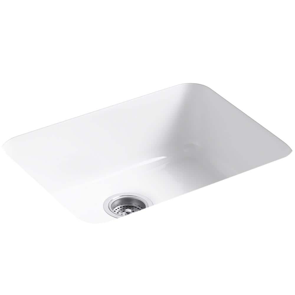 White Cast Iron Drop-In Single Bowl Kitchen Sink