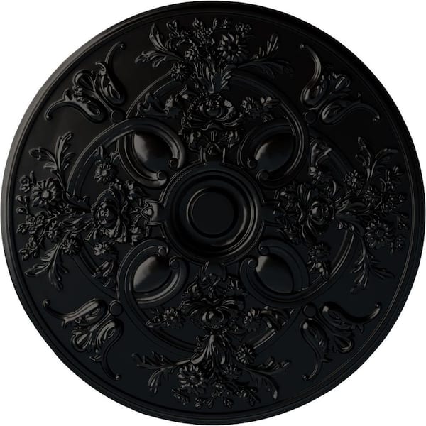 Ekena Millwork 31-1/4" x 2-1/4" Baile Urethane Ceiling (Fits Canopies up to 6"), Hand-Painted Jet Black