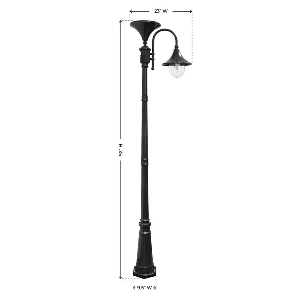 Black Cast Aluminum Solar LED Lamp Post with Dusk to Dawn Sensor