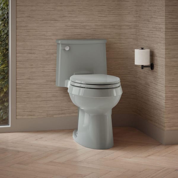 Adair 12 in. Rough In 1-Piece 1.28 GPF Single Flush Elongated Toilet in Ice Grey Seat Included