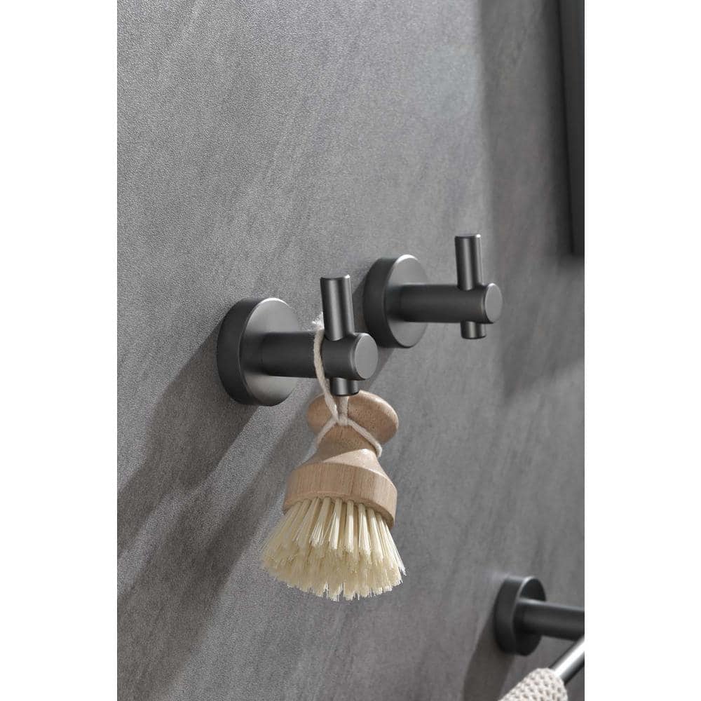 Gunmetal Black 6-Piece Aluminum Bathroom Hardware Set