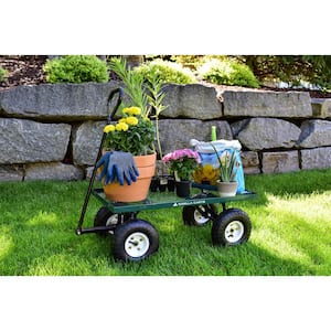 400 lb. Steel Utility Garden Cart, 3 cu. ft. Capacity, 10 in. Pneumatic Tires, Removable Side Panels, Wide Grip Handle