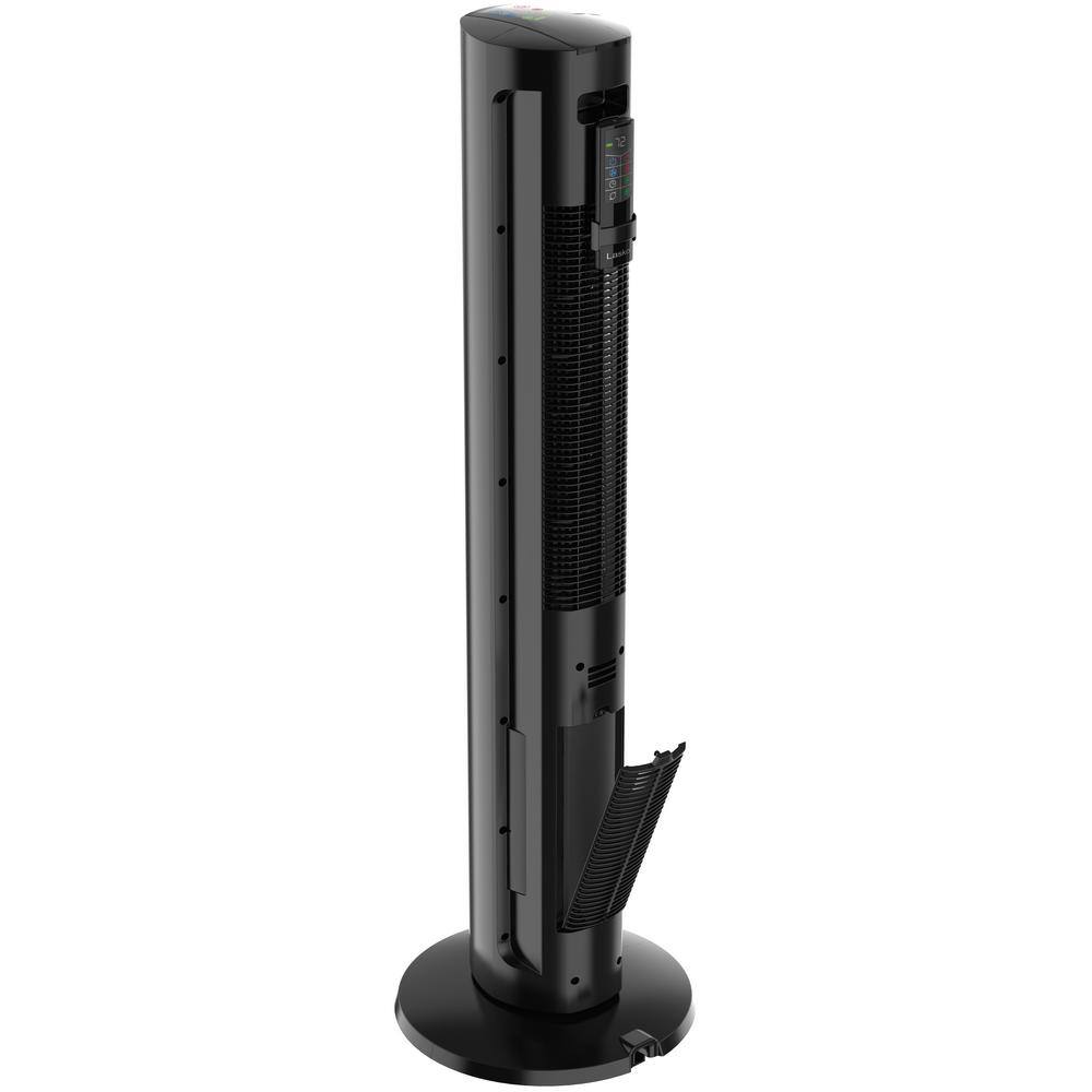Black Ceramic Tower Fan and Space Heater with Remote