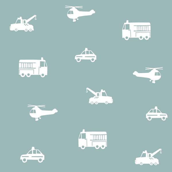 Chesapeake Blue Briony Vehicles Matte Non-Pasted Wallpaper Sample