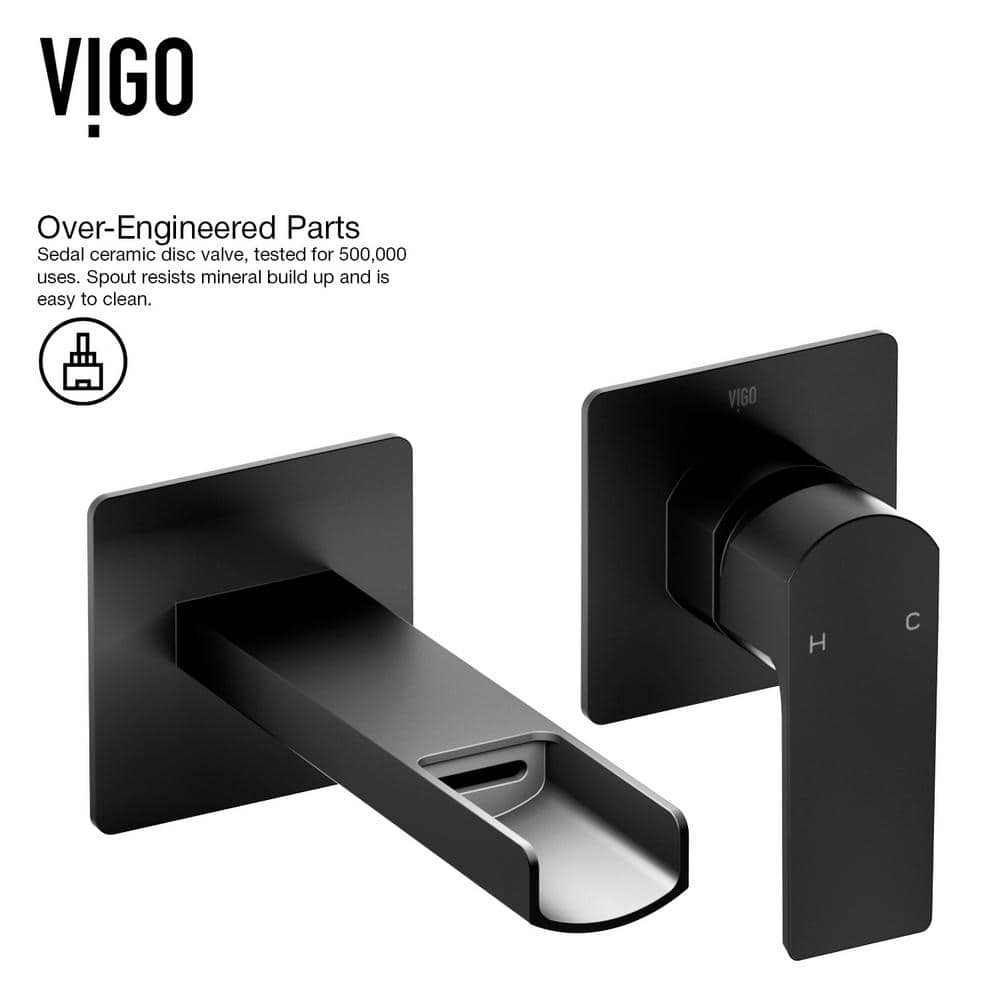 Sleek Modern 5.25" Black Brass Wall Mounted Faucet
