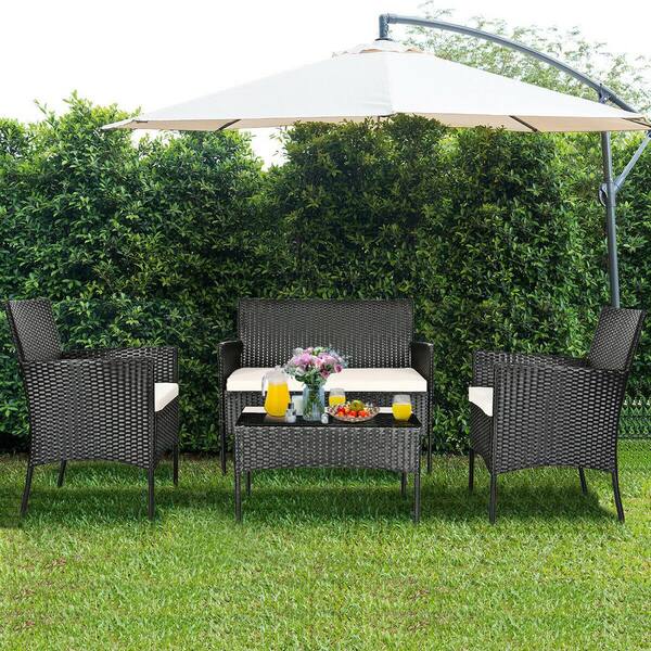 black glass top garden table