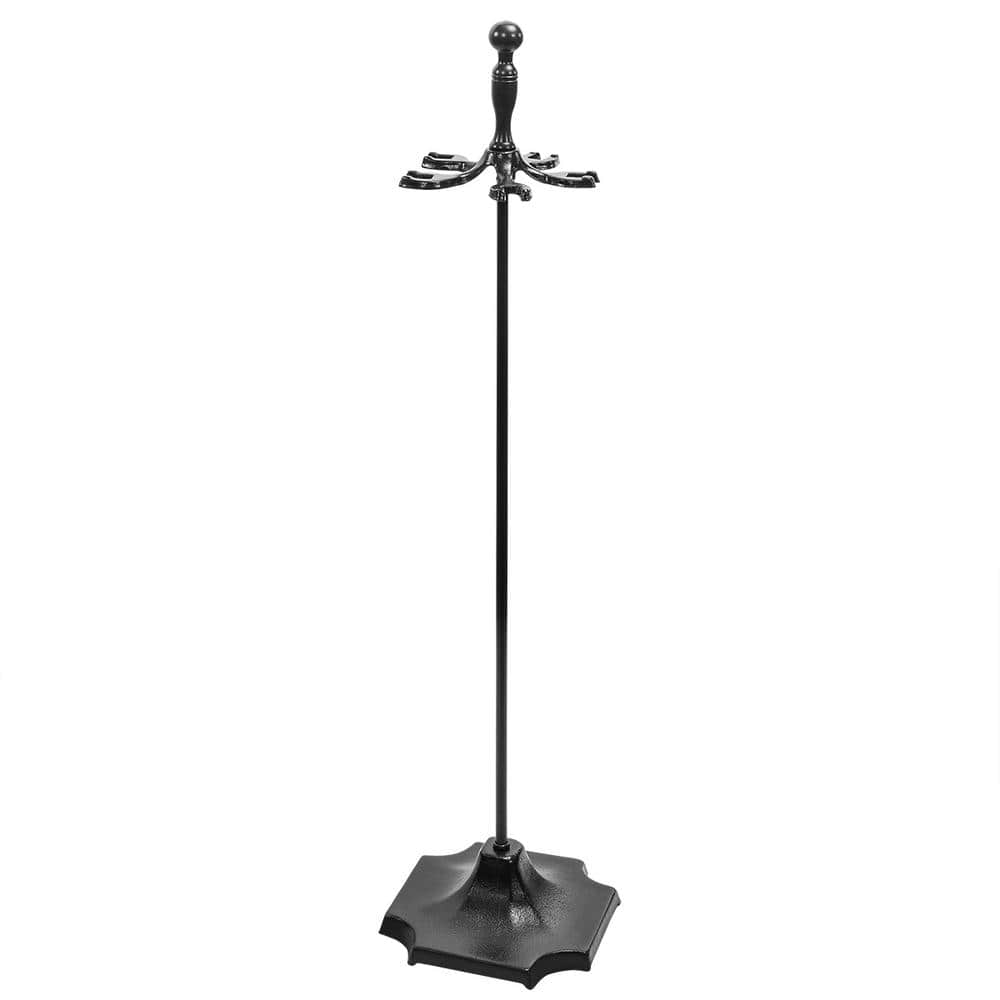 Black Wrought Iron 5-Piece Fireplace Tool Set with Stand