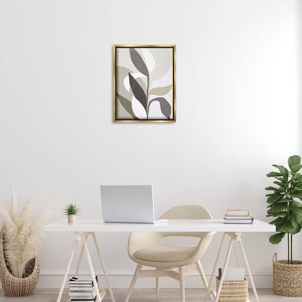 Soft Modern Organic Leaves by June Erica Vess Gold Floater Frame Nature Graphic Art Print 21 in. x 17 in. price history on PriceWatchPro