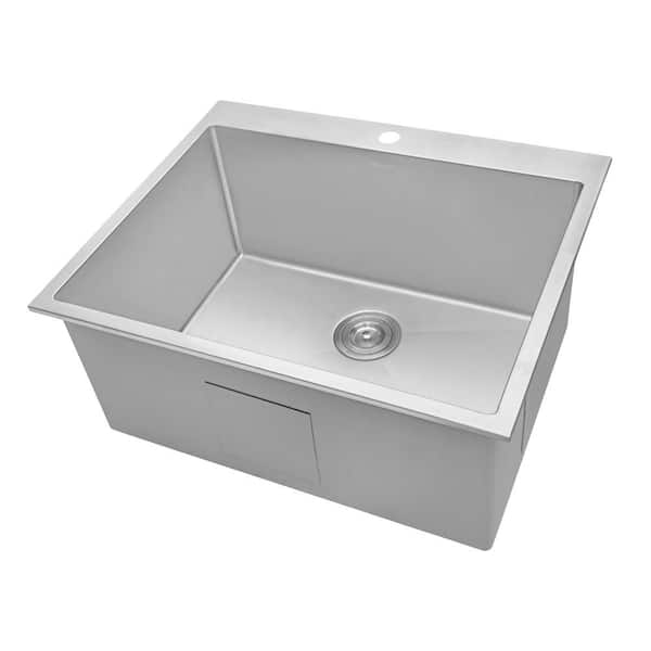 Ruvati Forma Pro 27 in. Drop-in Topmount 16-Gauge Stainless Steel Laundry Utility Sink with 1 hole and Rounded corners