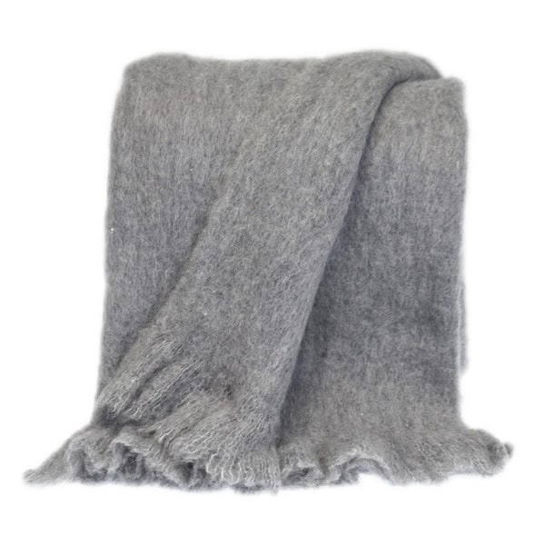 HomeRoots Charlie Gray Solid Acrylic Throw Blanket