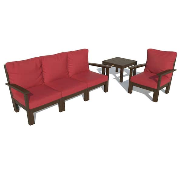 Highwood Bespoke Deep Seating 1-Piece Plastic Outdoor Couch Chair and Side Table with Cushions