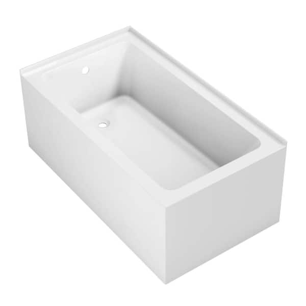 Aqua Eden 54 in. x 30 in. Acrylic Rectangular Alcove Soaking Bathtub with Left Drain in White