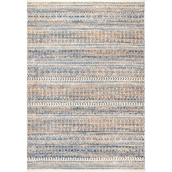 nuLOOM Lily Beige 4 ft. x 6 ft. Transitional Stripes Tribal Indoor Area Rug