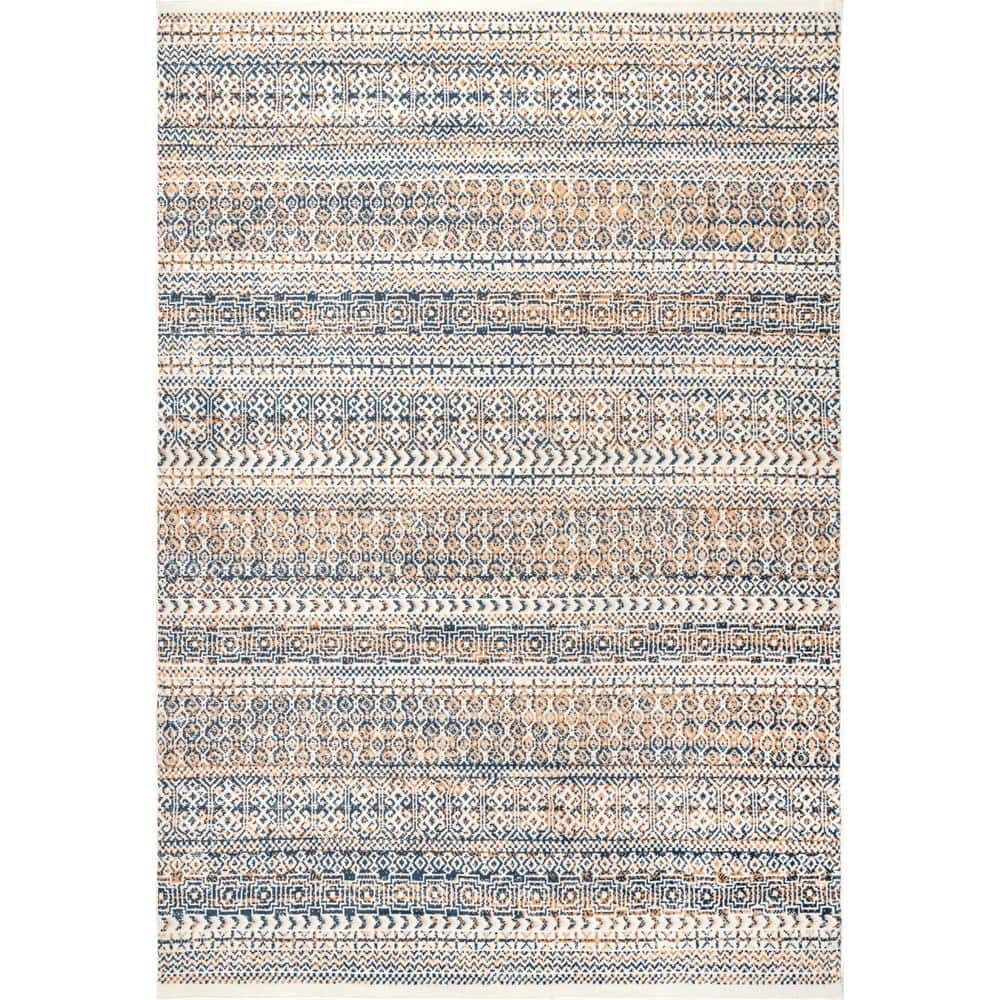 nuLOOM Lily Transitional Stripes Tribal Beige 8 ft. x 10 ft. Indoor