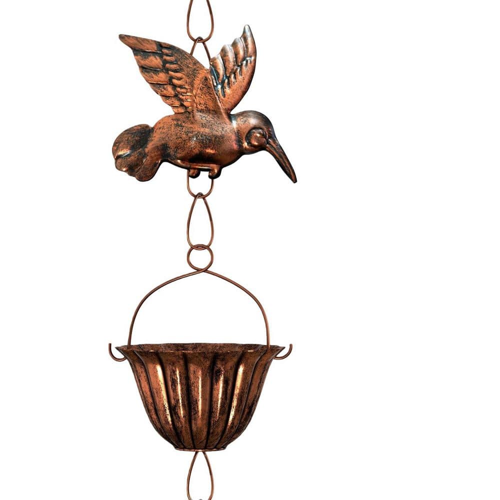 8.8 ft. Rain Catcher Chain with 6 Metal Cups and Hummingbird Decor, Crafted from Steel with An Anti-Rust Bronze Coating price history on PriceWatchPro