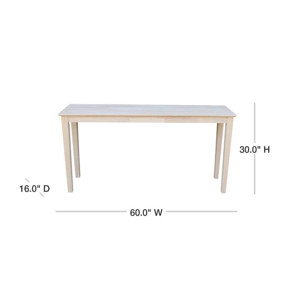 Shaker-Inspired Extended Length Console Table in Unfinished Wood