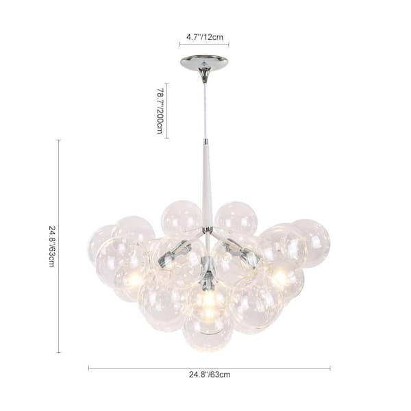 HUOKU Alma 6-Light 24.8 in.W Silver and White Cluster Bubble