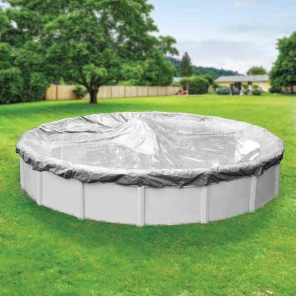 Pool Mate Advanced Waterproof Extra-Strength 15 ft. Round Silver Winter Pool Cover