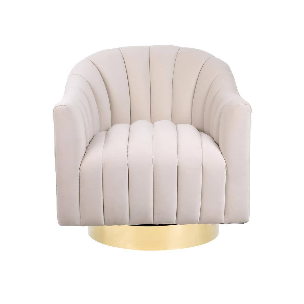 beige swivel barrel chair