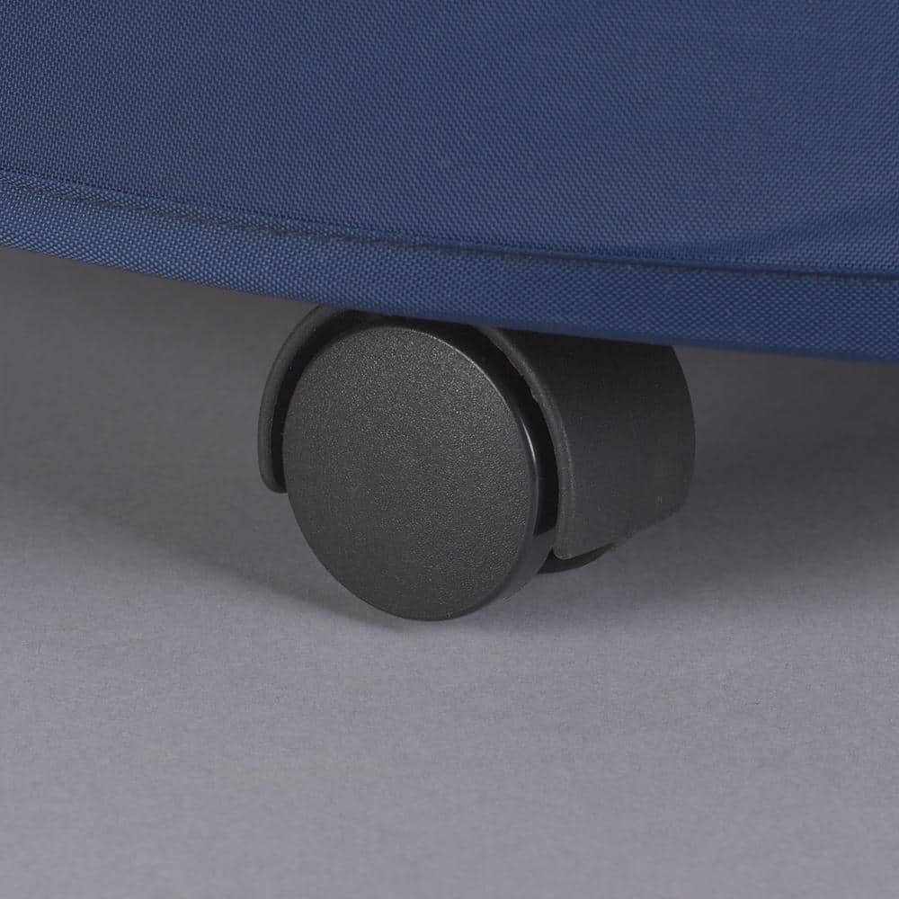 Blue Collapsible Upright Hamper with Wheels and Strap
