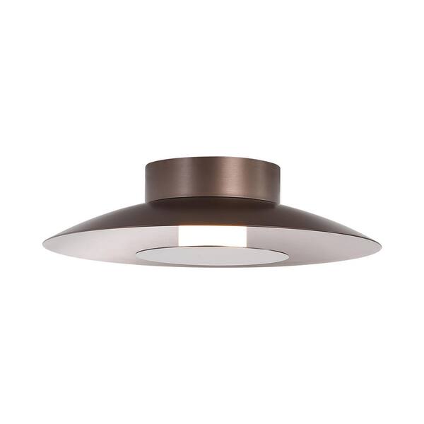Golden Lighting - Luma 11.75 in. 12-Watt Soft Modern Coffee Silver Integrated LED Flush Mount with Coffee Silver Shade