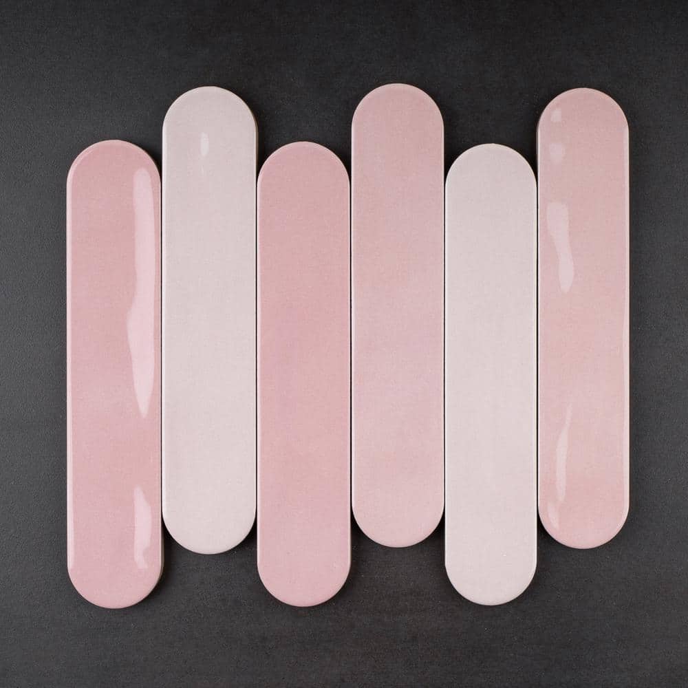 Rosa Pink Polished Ceramic Subway Wall Tile 2x9