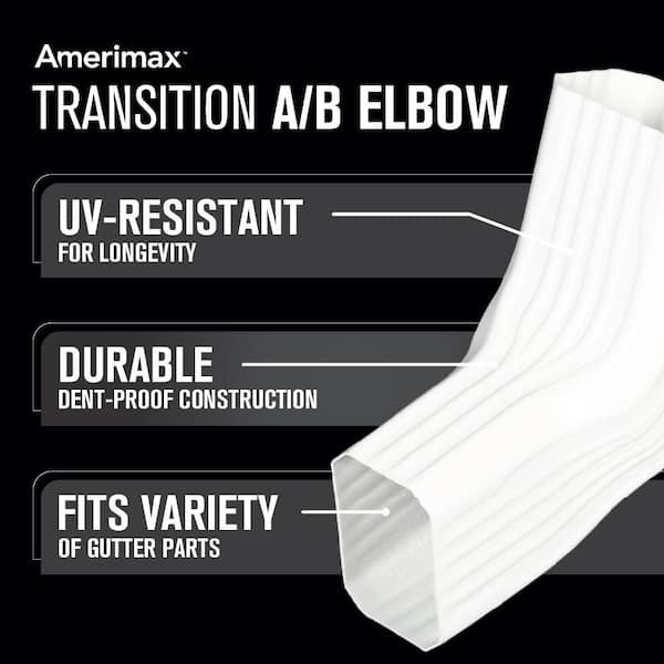 Flex-Elbow 3 in. x 4 in. White Vinyl Downspout Elbow